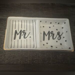 Mr and Mrs ceramic rings tray